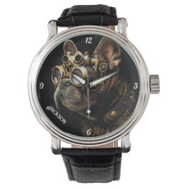Industrial Steampunk Fransk Bulldog Armbandsur