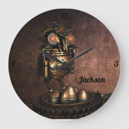 Industrial Steampunk Uggla och Eggs Large Clock Stor Klocka