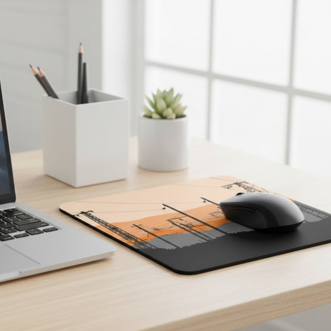 Industrial Sunset Power Linjer Mousepad Musmatta (Skapare uppladdad)