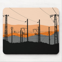 Industrial Sunset Power Linjer Mousepad Musmatta