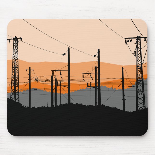 Industrial Sunset Power Linjer Mousepad Musmatta (Framsidan)