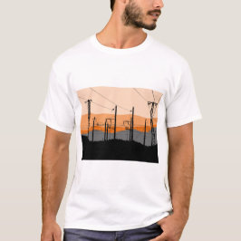 Industrial Sunset Power Linjer Urban Aesthetic T Shirt