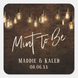Industribrickor Vintage Edison Ljus Mint ska Fyrkantigt Klistermärke