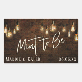 Industribrickor Vintage Edison Ljus Mint ska Rektangulärt Klistermärke