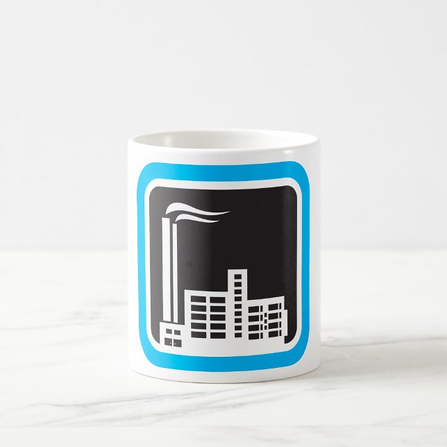 Industriell fabriksikon med rökstackar kaffemugg (Skapare uppladdad)