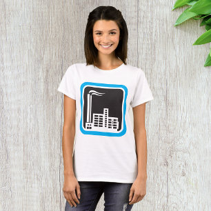 Industriell fabriksikon med rökstackar t shirt