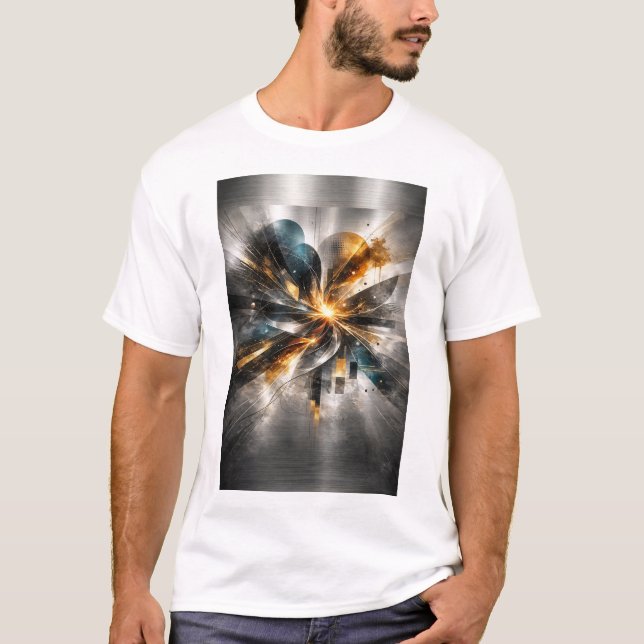 Industriell Geometrisk Abstrakt Metall T Shirt (Framsida)