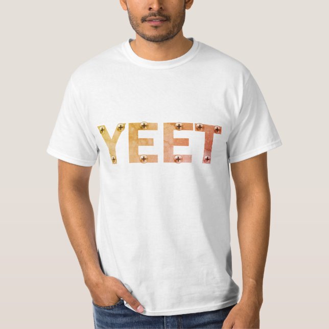 Industriell grå YEET-typografi T Shirt (Framsida)