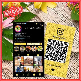 Industriell gul konstruktion Instagram QR-kod Visitkort