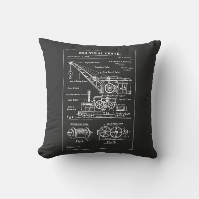industriell kran ritning design kudde (Framsida)