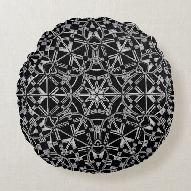 Industriell Mandala  Rund Kudde (Framsidan)