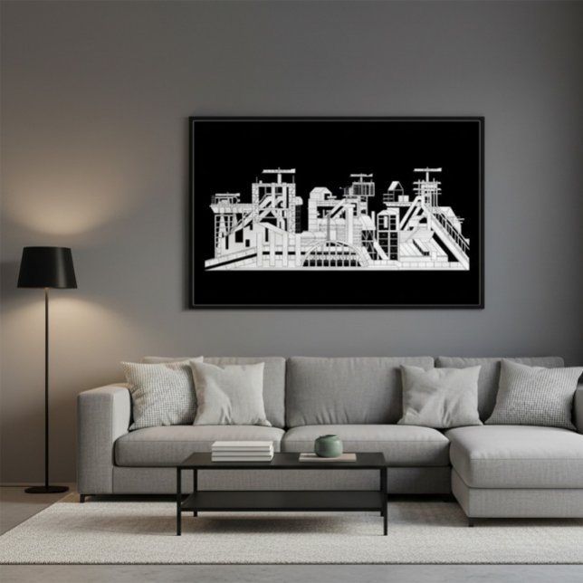 Industriell metallurgisk kombinerad siluett poster (Skapare uppladdad)