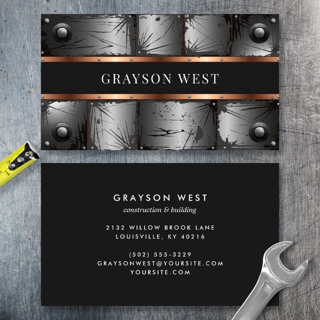 Industriell nitad metall och koppar visitkort (Skapare uppladdad)