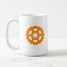 Industriell orange kugghjulskugg kaffemugg