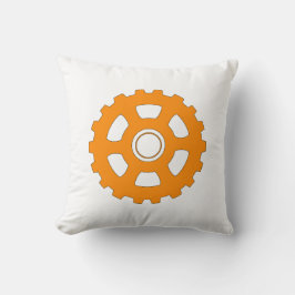 Industriell orange kugghjulskugg kudde