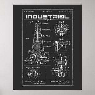 Industriell ritning: Oljeriggmekanik Poster