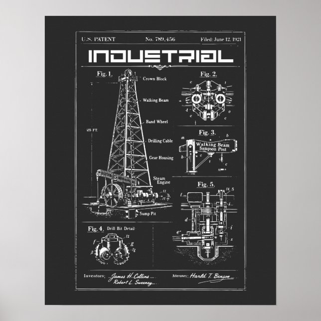 Industriell ritning: Oljeriggmekanik Poster (Framsidan)