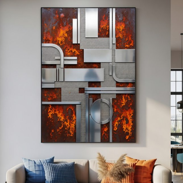 Industriell Rostig Metall Steampunk Geometrisk Poster (Skapare uppladdad)