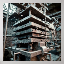 Industriell skulptur: Lagerperspektiv av klocka Poster