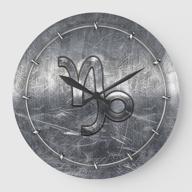 Industriell stil för CapricornZodiacsymbol Stor Klocka (Framsida)
