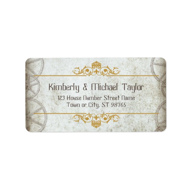 Industriell Vintage Steampunk Bröllop Adressetikett (Framsidan)