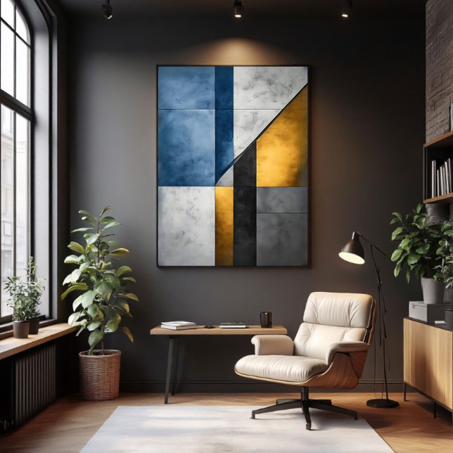 Industriellt Abstrakt Geometriskt Block Canvastryck (Skapare uppladdad)