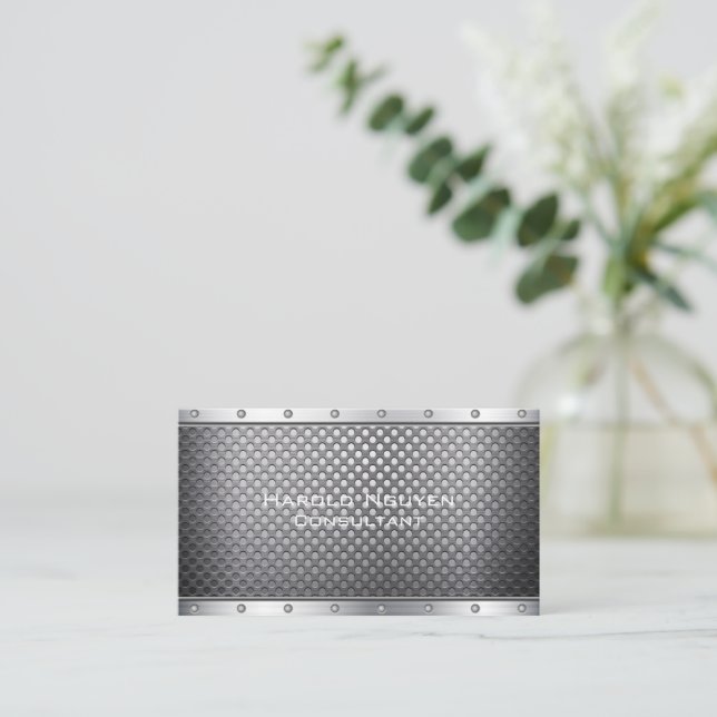 Industriellt borstat Metall Metallint rostfritt st Visitkort (Stående Fram)