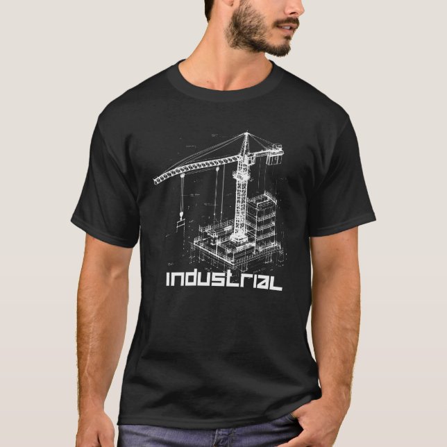 Industriellt kranmönster t shirt (Framsida)