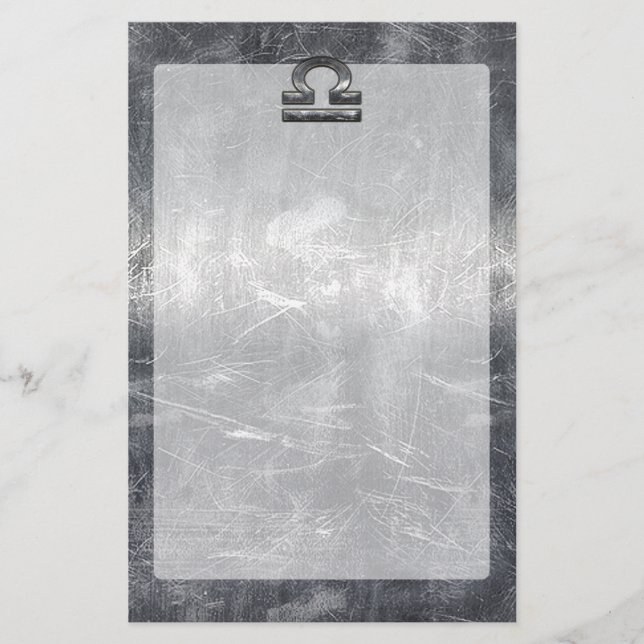 Industriellt Libra Zodiac-tecken i Silver Steel Brevpapper (Framsida)