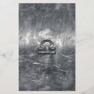 Industriellt Libra Zodiac-tecken i Silver Steel Brevpapper