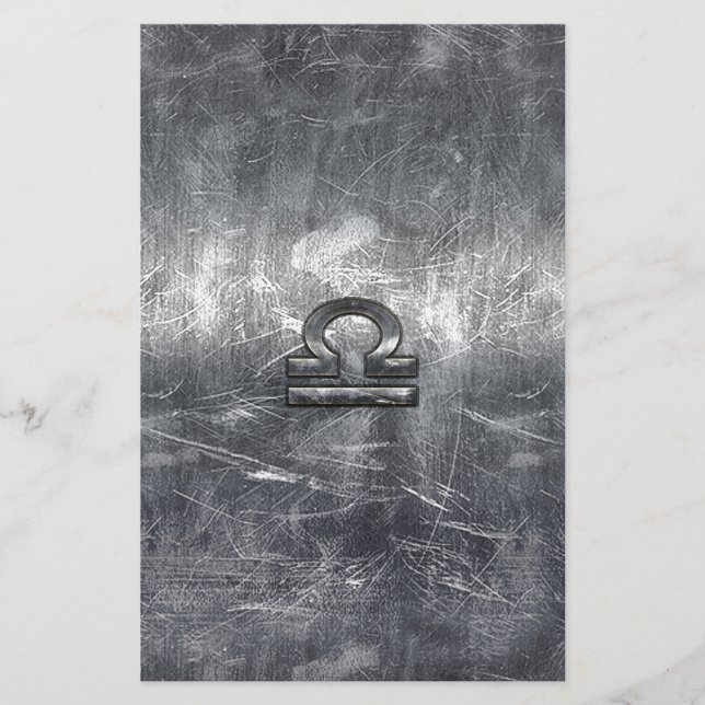 Industriellt Libra Zodiac-tecken i Silver Steel Brevpapper (Framsida)