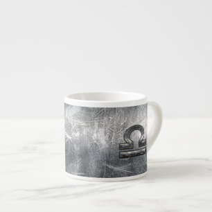 Industriellt Libra Zodiac-tecken i Silver Steel Espressomugg