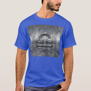 Industriellt Libra Zodiac-tecken i Silver Steel T Shirt