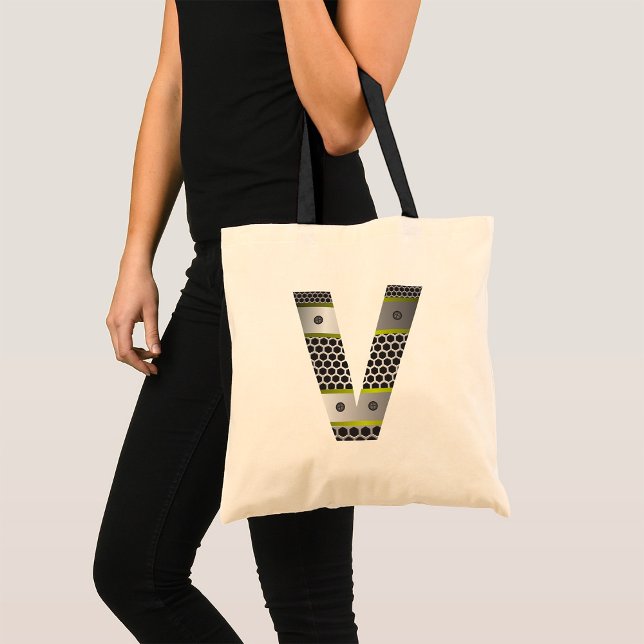 Industriellt Metall Brev V Tote Bag Tygkasse (Skapare uppladdad)