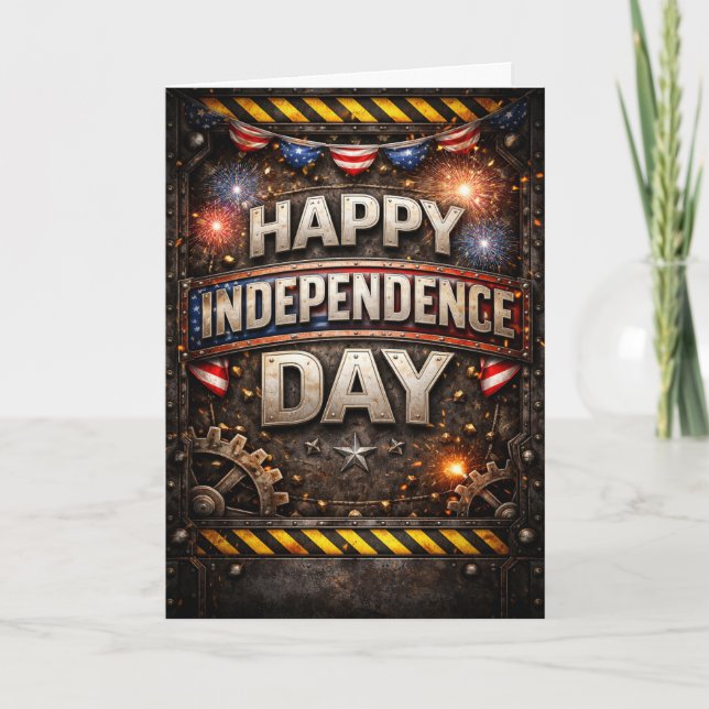 Industriellt Patriotiskt Glad Självständighetsdag Helgkort (Framsida)