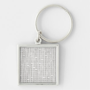 Industriellt rutnät - Modern minimalistisk Bauhaus Fyrkantig Silverfärgad Nyckelring