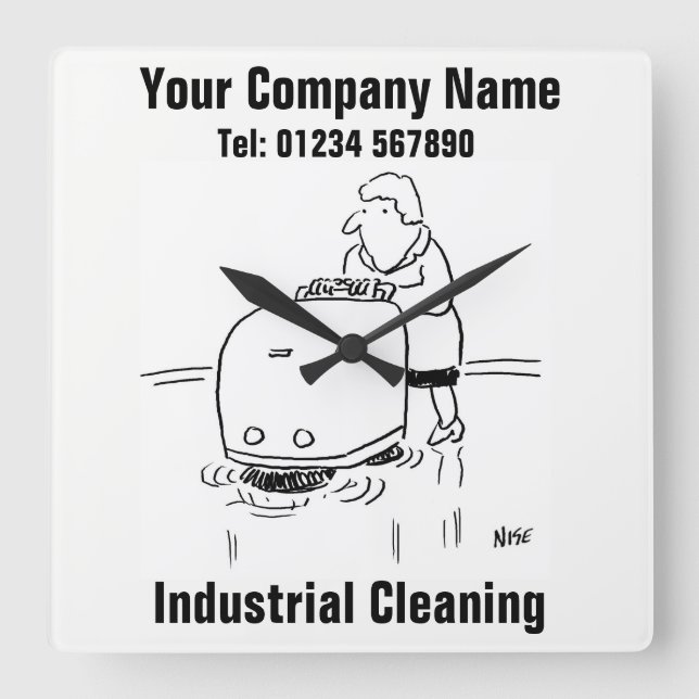 Industriellt Städning Fyrkantig Klocka (Framsida)