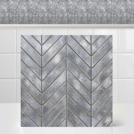 Industriellt syravtvättat zink-chevron silvergrid kakelplatta