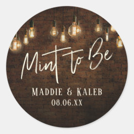 Industriellt Tegel Vintage Edison Lampor Mint Till Runt Klistermärke