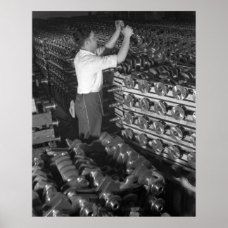 Industrifoto - Halvspår av vevaxlar WW2 Poster