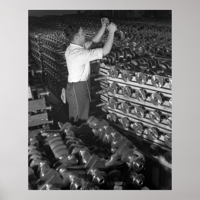 Industrifoto - Halvspår av vevaxlar WW2 Poster (Framsidan)