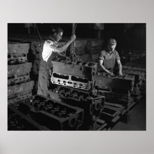 Industrifoto - militärmotorblock WW2 Poster
