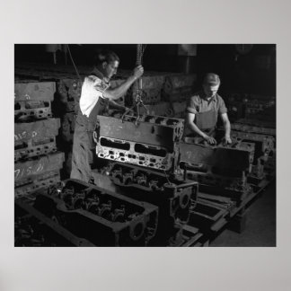 Industrifoto - militärmotorblock WW2 Poster