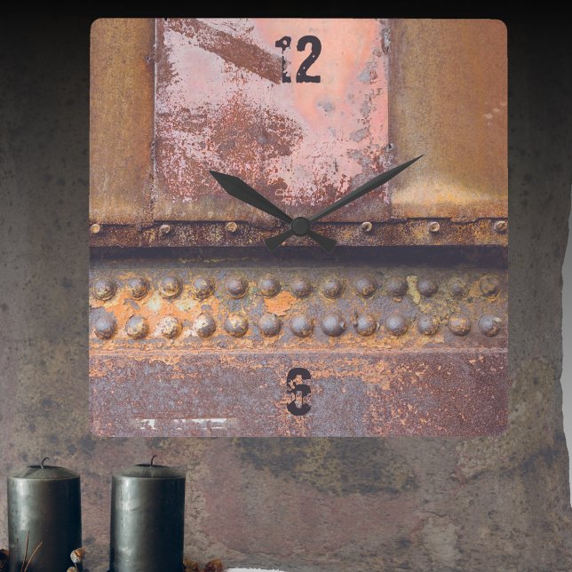 Industrigrunge rusted mönster fyrkantig klocka (Skapare uppladdad)