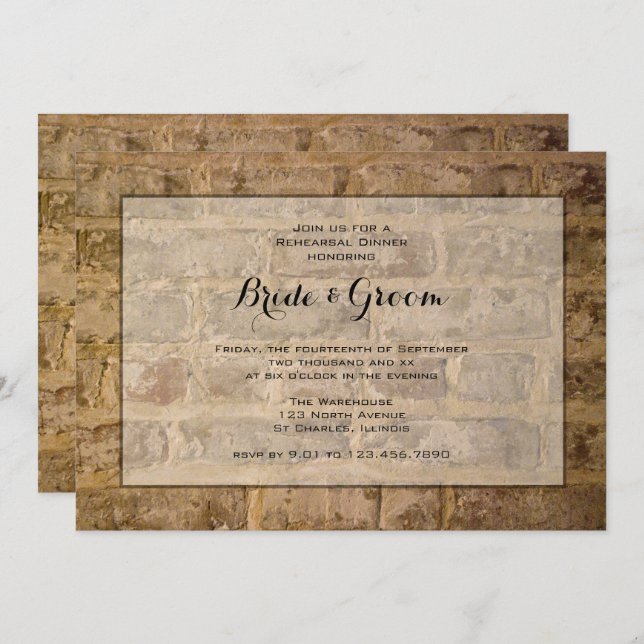 Industrisk Chic, Bröllop Rehearsal Middag Inbjudningar (Fram/baksida)