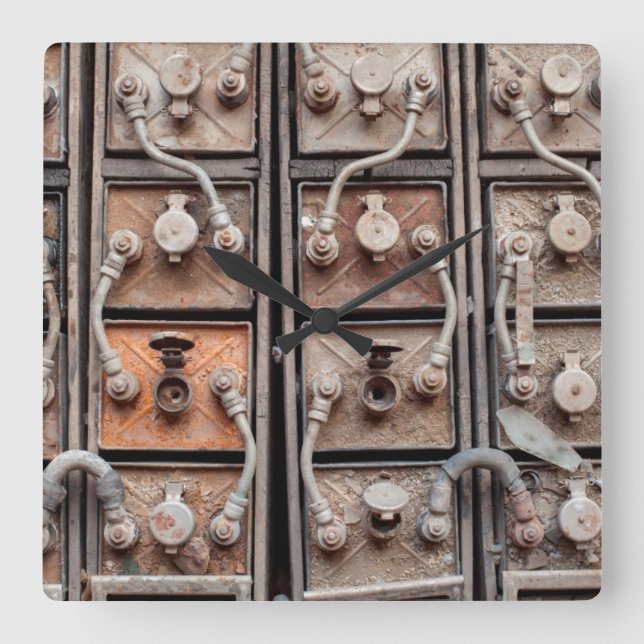 Industriutrustning i övergiven gruva i Butte Fyrkantig Klocka (Framsida)