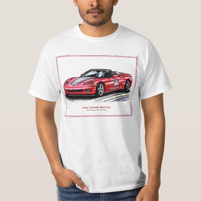 Indy 2005 500 Corvette stegar bilen Tee Shirt (Framsida)