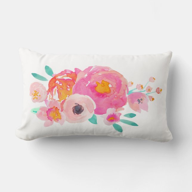 Indy Bloom Watercolor Blommig Kudd Lumbarkudde (Framsida)