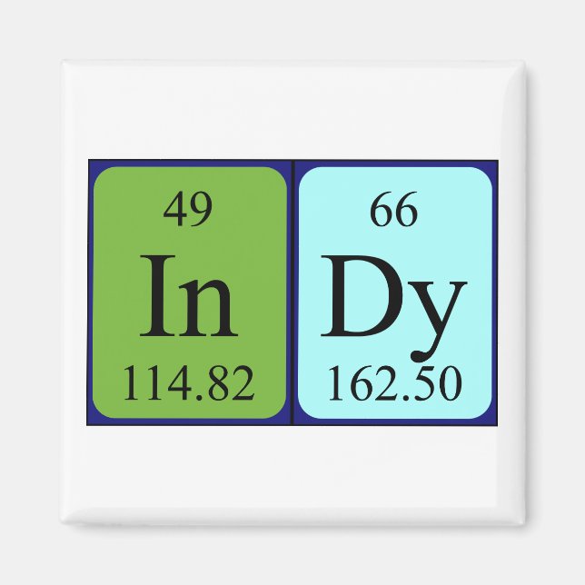 Indy periodiskt återkommande magnet bord namn (Framsidan)