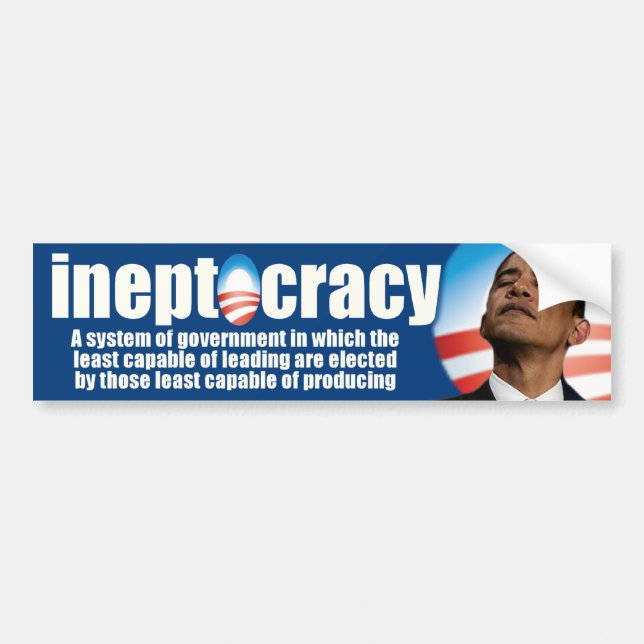 ineptocracy - anti Obama Bildekal (Framsidan)